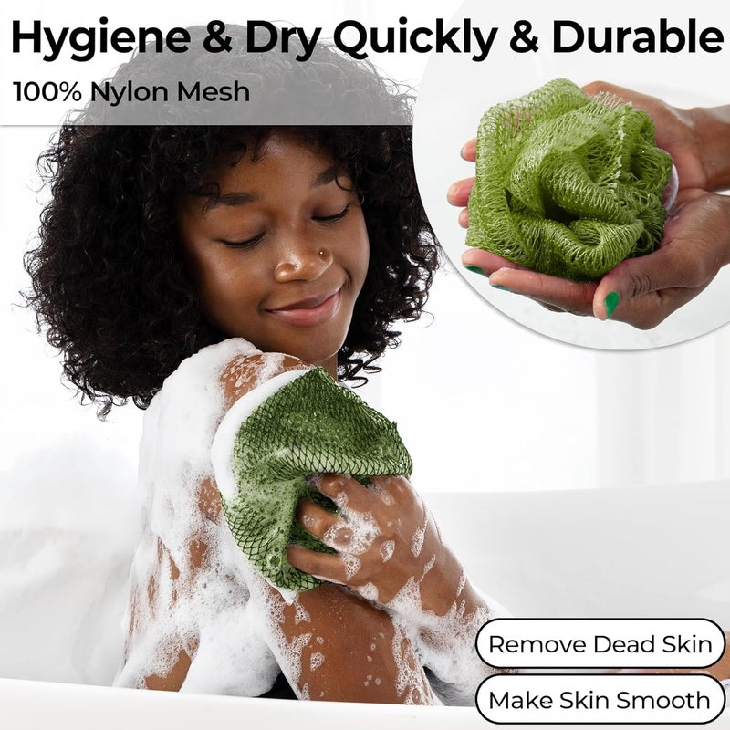 MINISENTIALS African Net Sponge Authentic - Afro Scrub Exfoliating Net Sponge with Knots - African Bath Sponges for Body Scrubber Exfoliator - Back Scrubber for Shower Bathing Accessories - Image 4